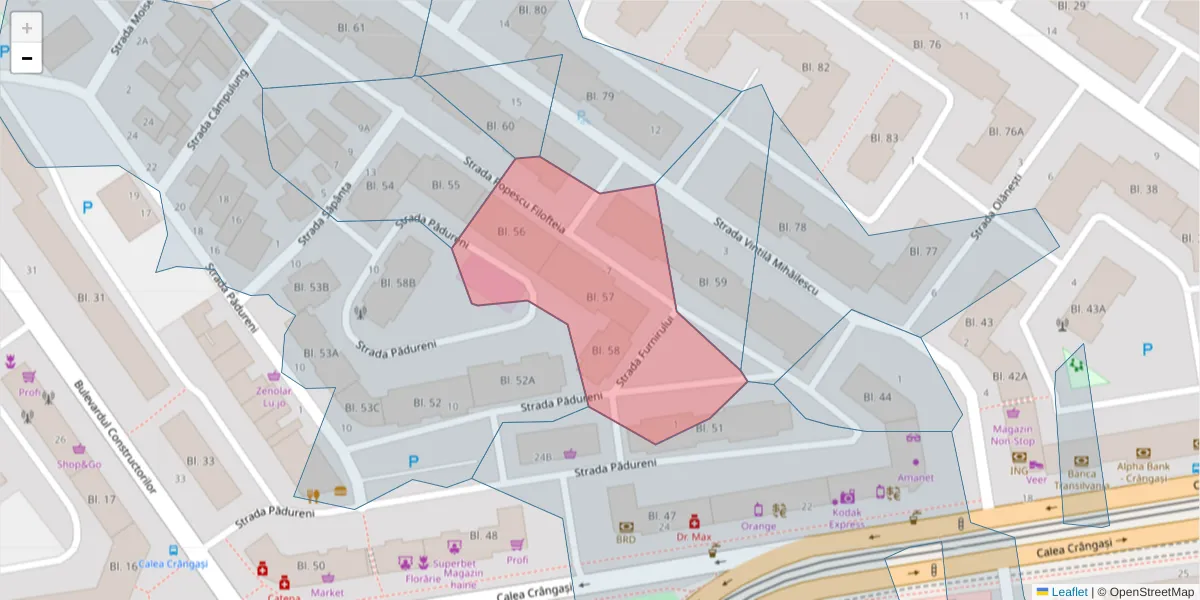 Hartă a codului poștal  și a codurilor poștale învecinate