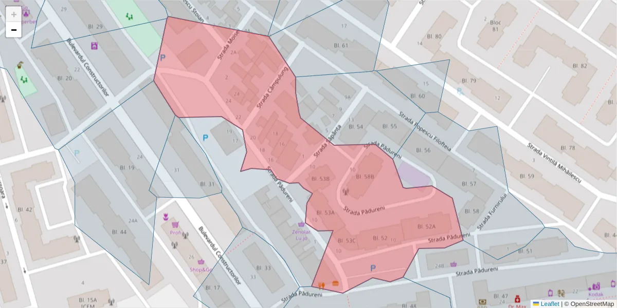 Hartă a codului poștal  și a codurilor poștale învecinate