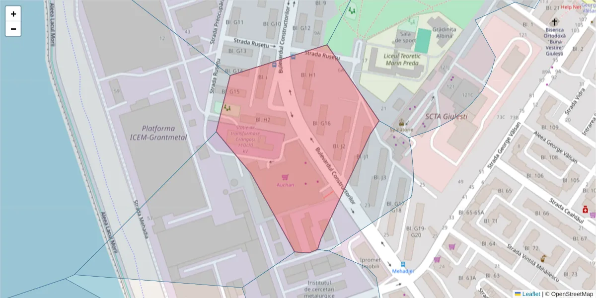 Hartă a codului poștal  și a codurilor poștale învecinate