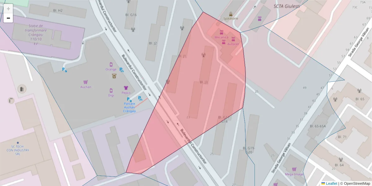 Hartă a codului poștal  și a codurilor poștale învecinate