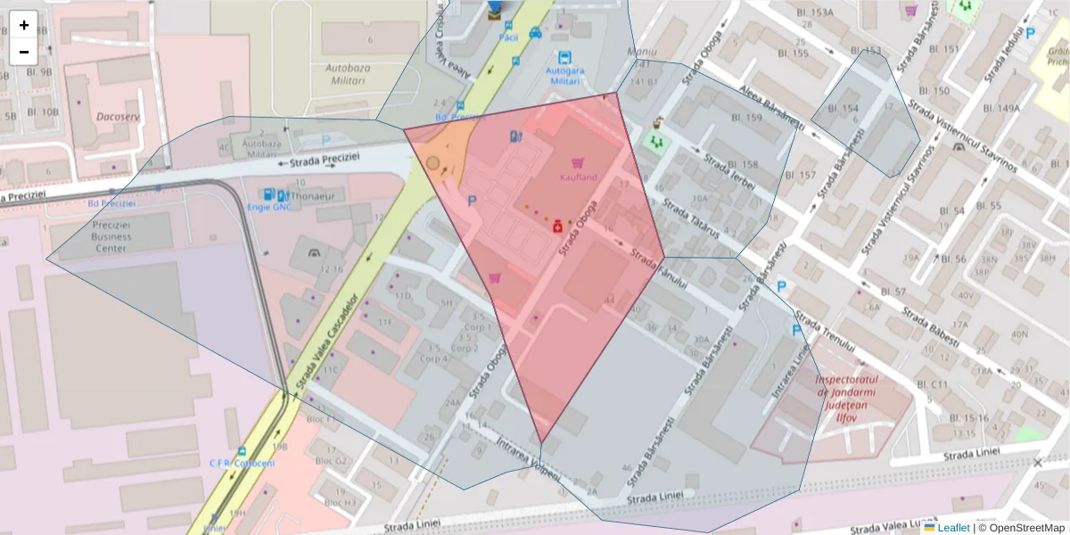 Hartă a codului poștal  și a codurilor poștale învecinate