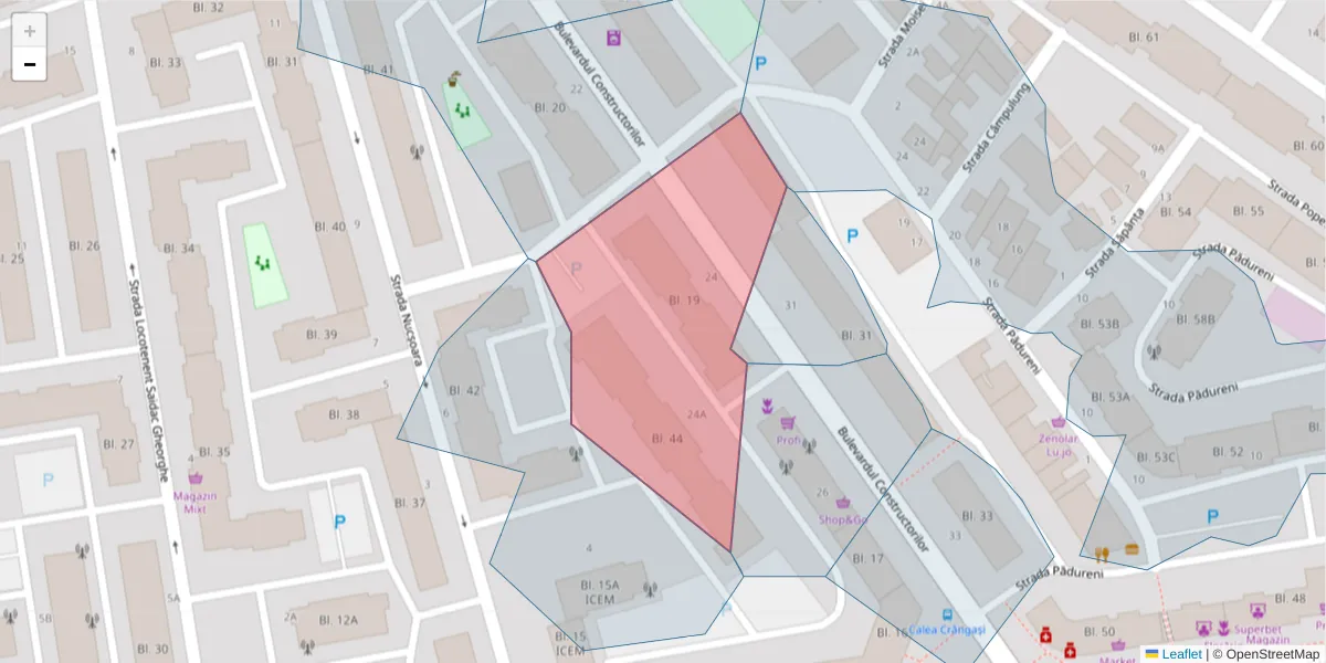 Hartă a codului poștal  și a codurilor poștale învecinate