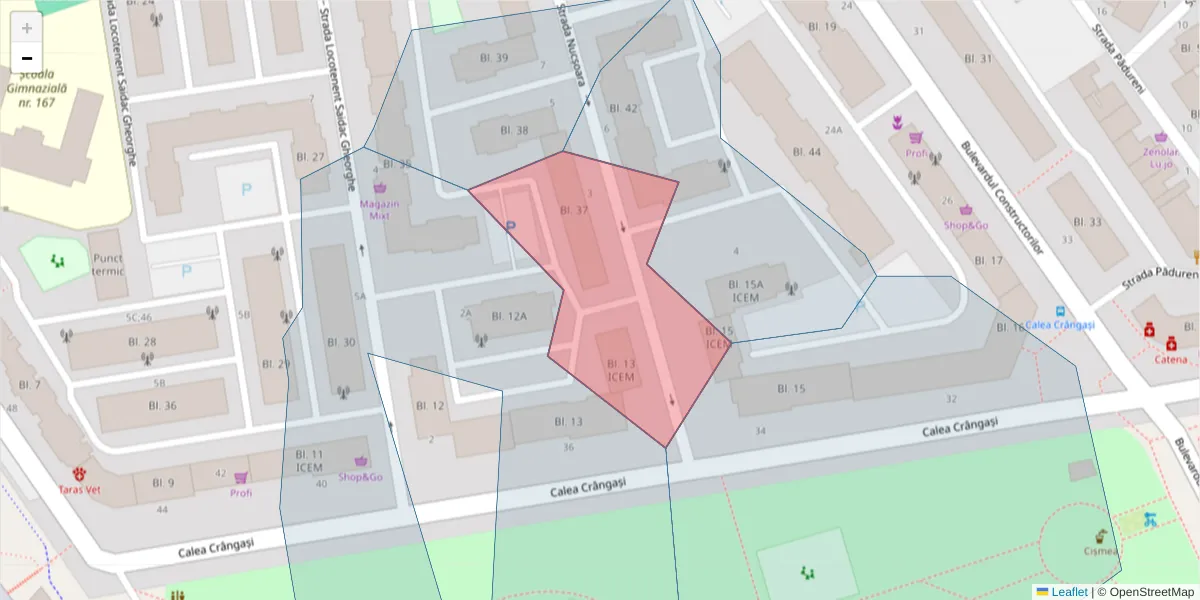 Hartă a codului poștal  și a codurilor poștale învecinate