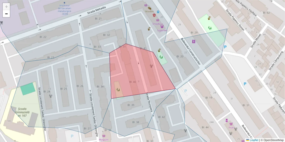 Hartă a codului poștal  și a codurilor poștale învecinate