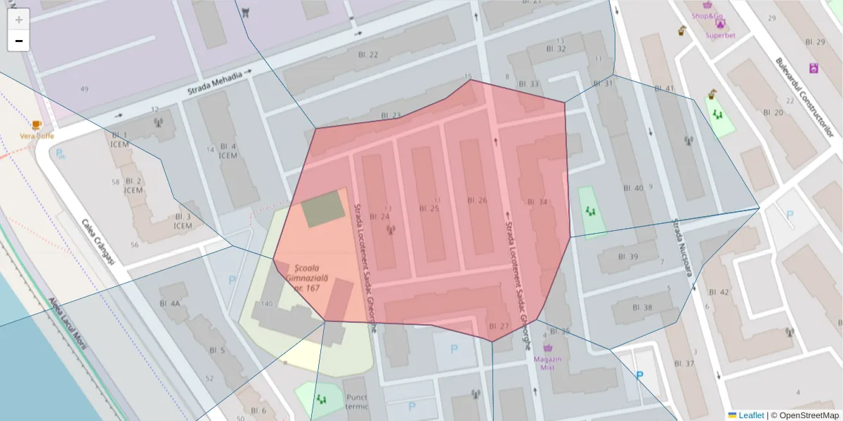 Hartă a codului poștal  și a codurilor poștale învecinate