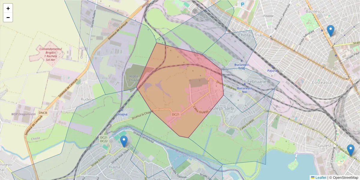 Hartă a codului poștal  și a codurilor poștale învecinate