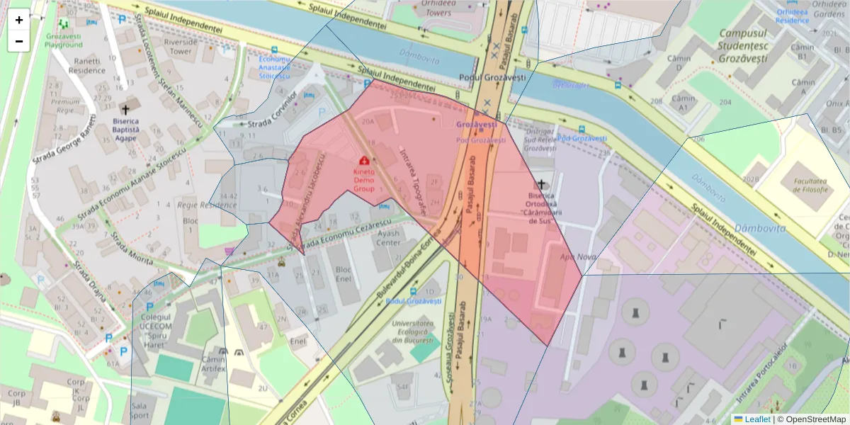 Hartă a codului poștal  și a codurilor poștale învecinate