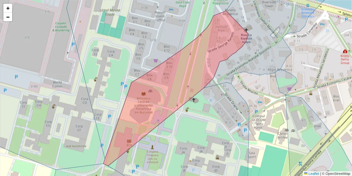 Hartă a codului poștal  și a codurilor poștale învecinate