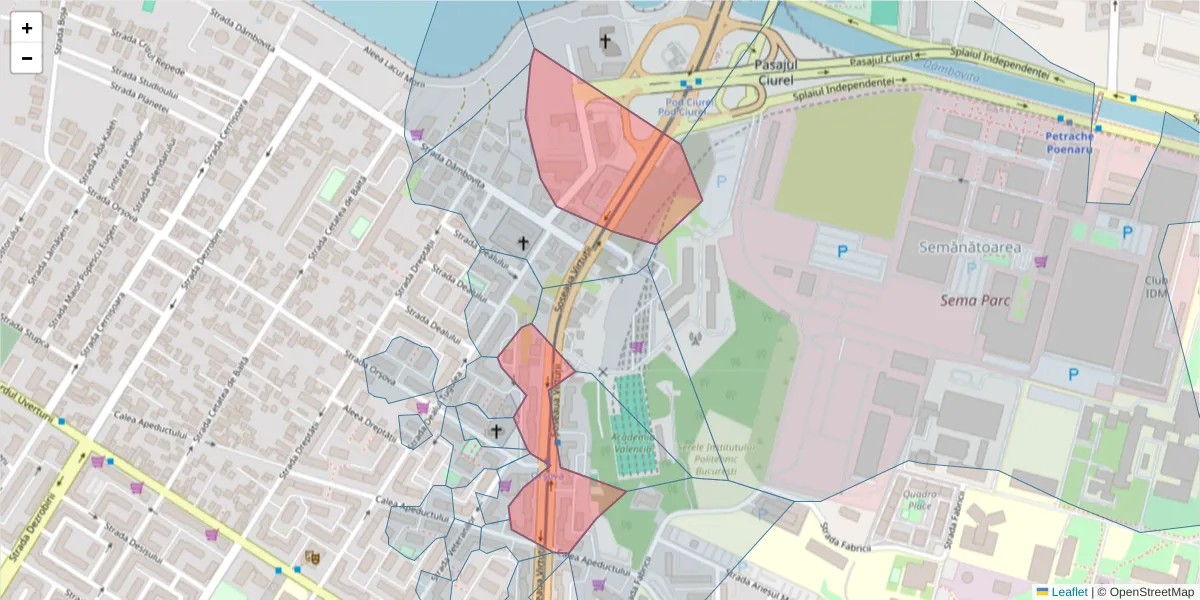 Hartă a codului poștal  și a codurilor poștale învecinate