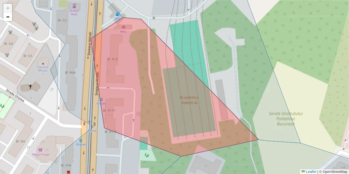 Hartă a codului poștal  și a codurilor poștale învecinate