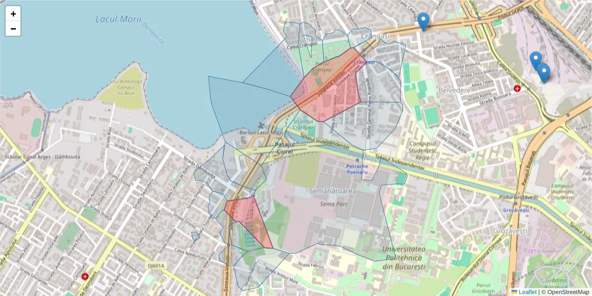 Hartă a codului poștal  și a codurilor poștale învecinate