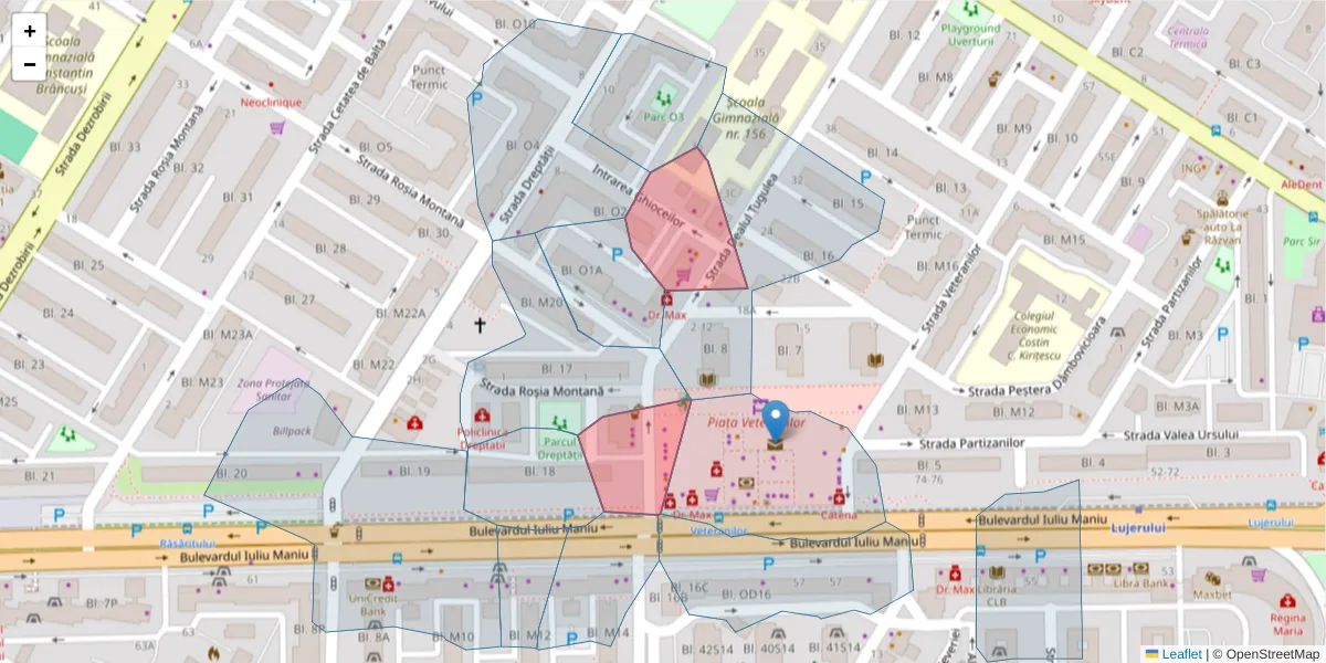 Hartă a codului poștal  și a codurilor poștale învecinate