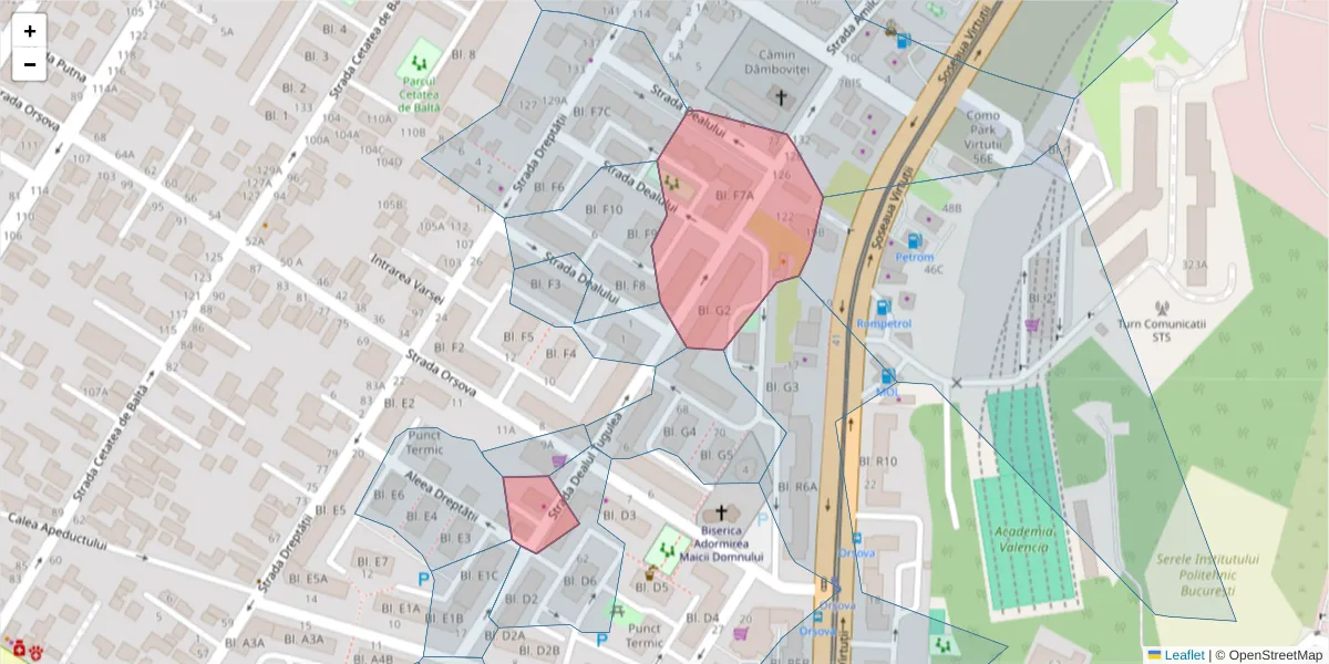Hartă a codului poștal  și a codurilor poștale învecinate