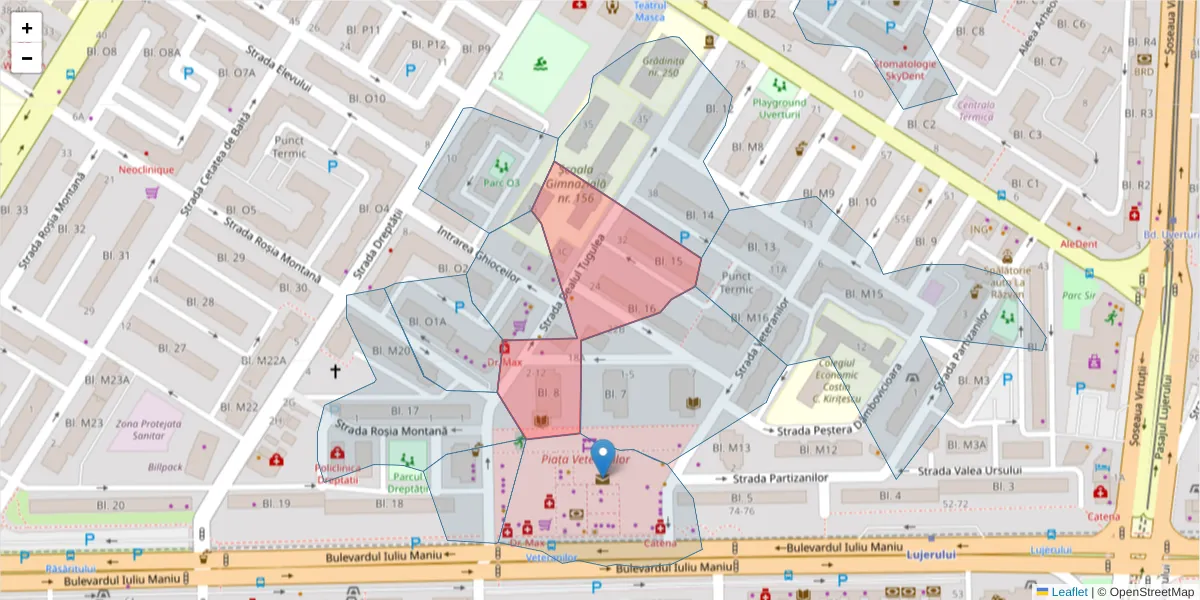 Hartă a codului poștal  și a codurilor poștale învecinate