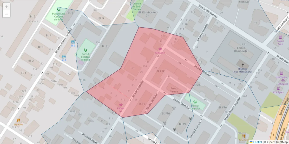 Hartă a codului poștal  și a codurilor poștale învecinate