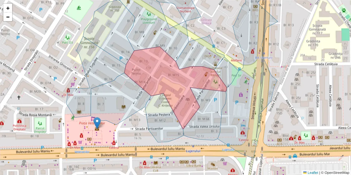 Hartă a codului poștal  și a codurilor poștale învecinate