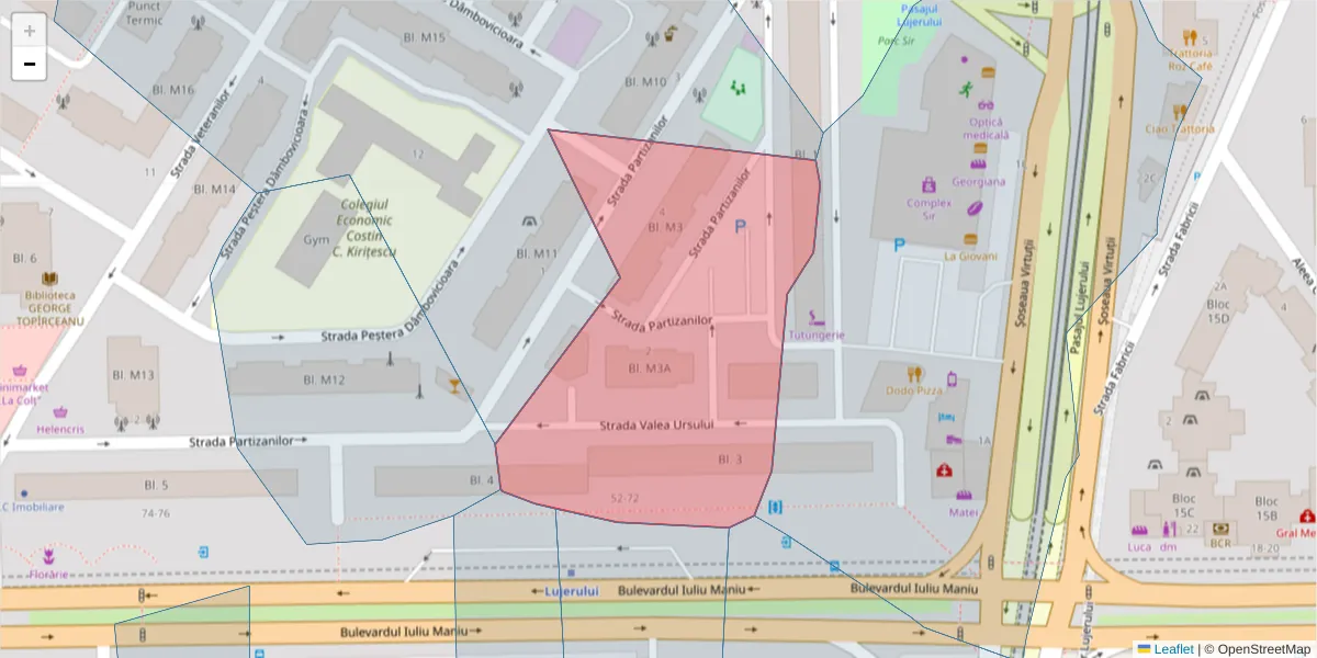 Hartă a codului poștal  și a codurilor poștale învecinate