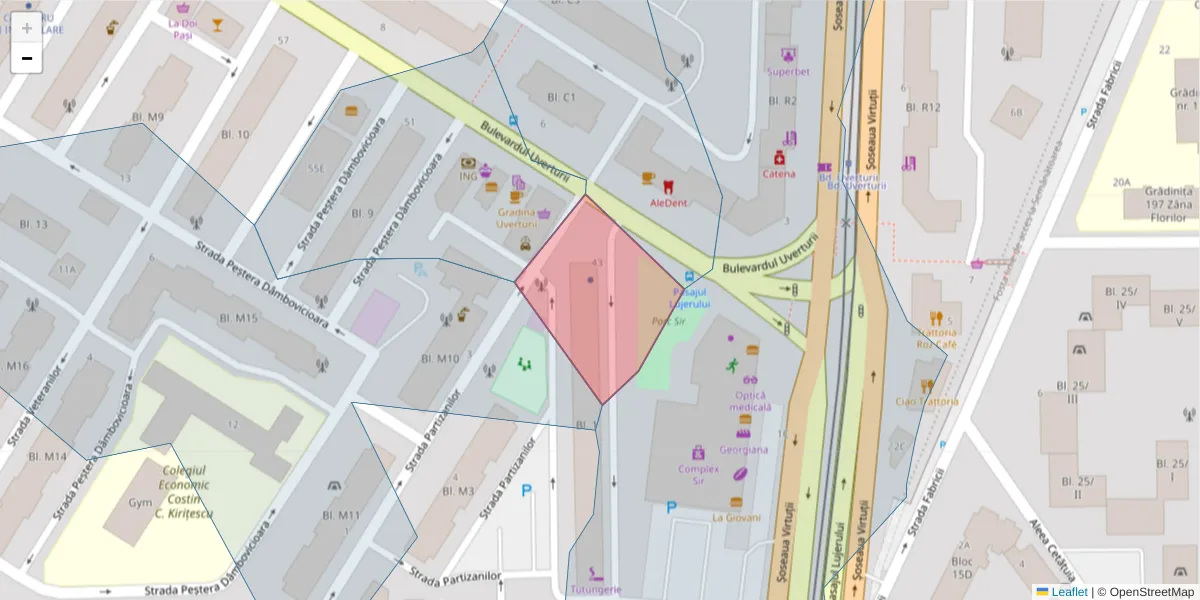 Hartă a codului poștal  și a codurilor poștale învecinate