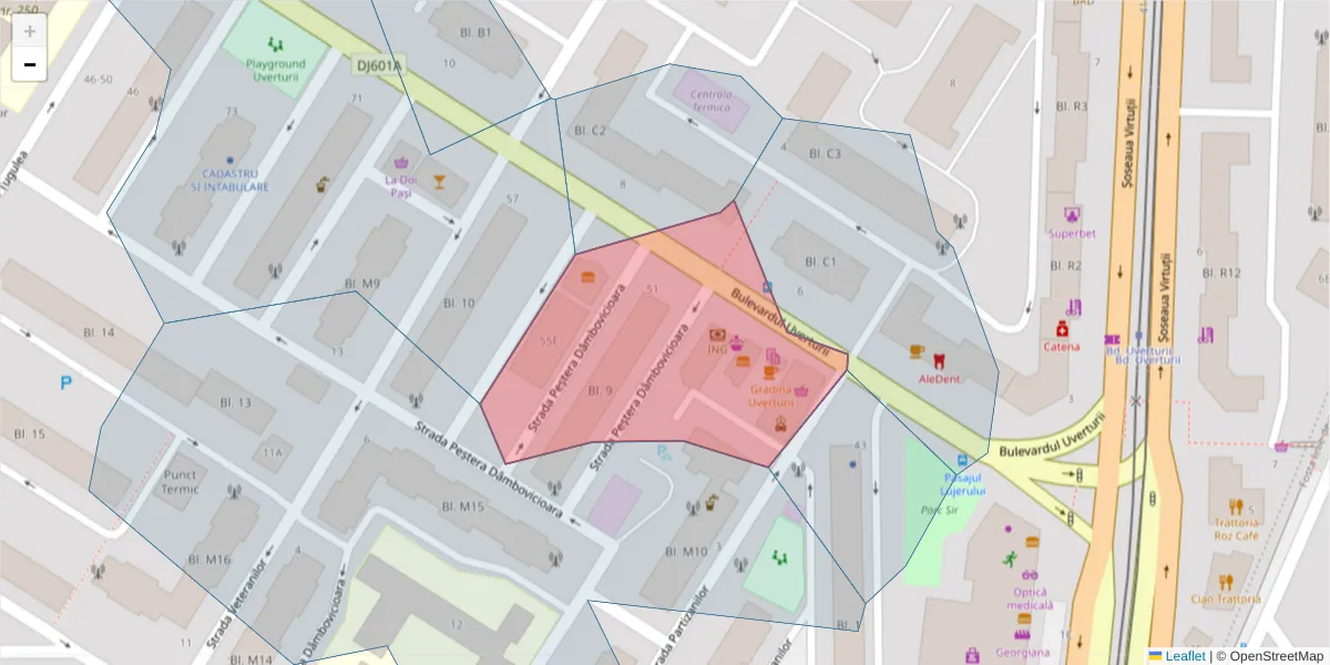 Hartă a codului poștal  și a codurilor poștale învecinate