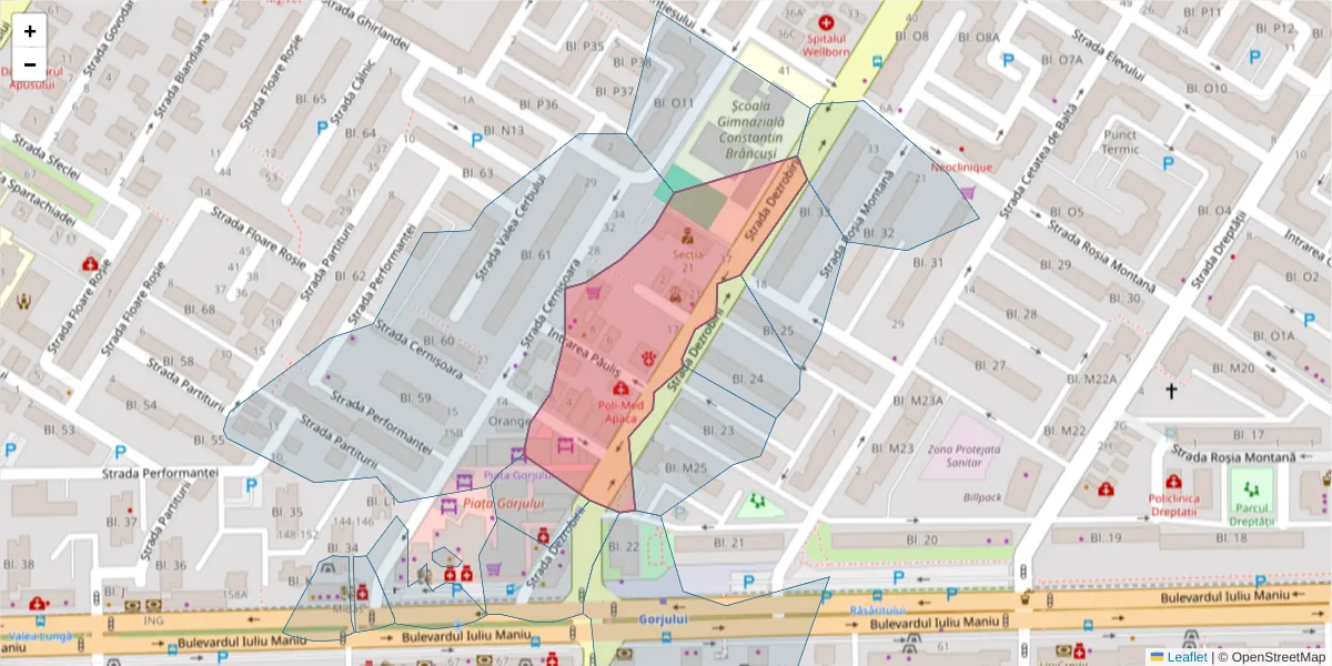 Hartă a codului poștal  și a codurilor poștale învecinate