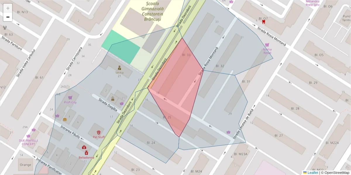 Hartă a codului poștal  și a codurilor poștale învecinate