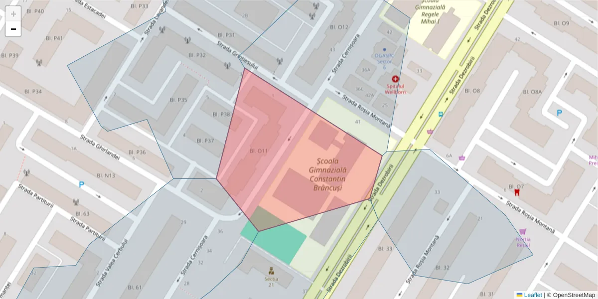 Hartă a codului poștal  și a codurilor poștale învecinate