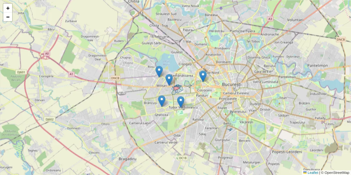 Hartă a codului poștal  și a codurilor poștale învecinate