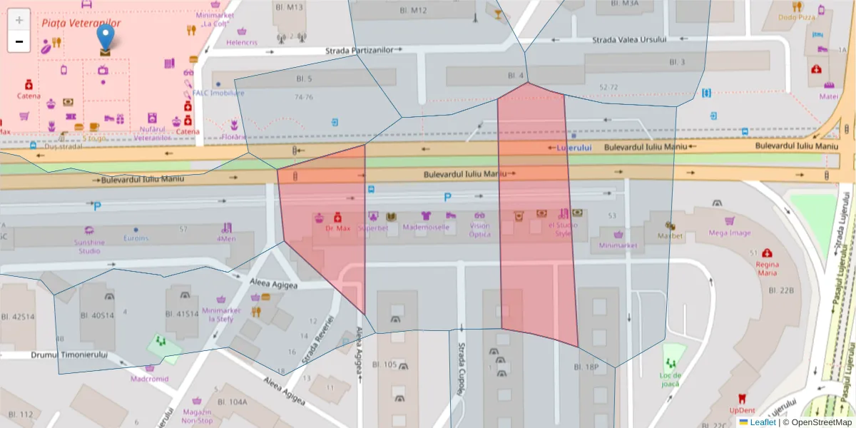 Hartă a codului poștal  și a codurilor poștale învecinate