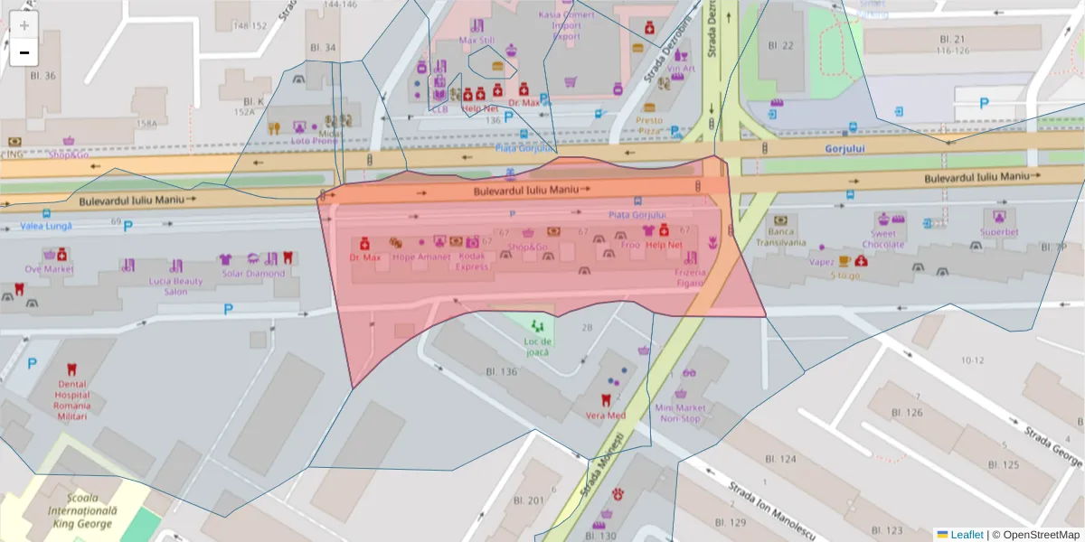 Hartă a codului poștal  și a codurilor poștale învecinate