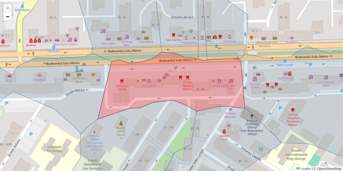 Hartă a codului poștal  și a codurilor poștale învecinate