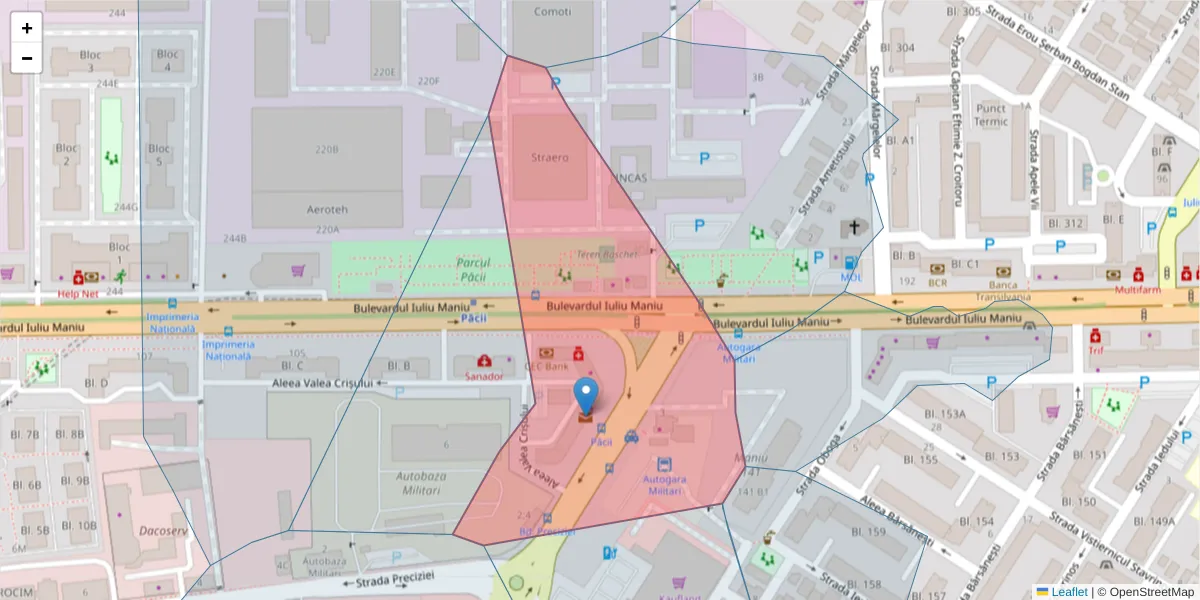 Hartă a codului poștal  și a codurilor poștale învecinate