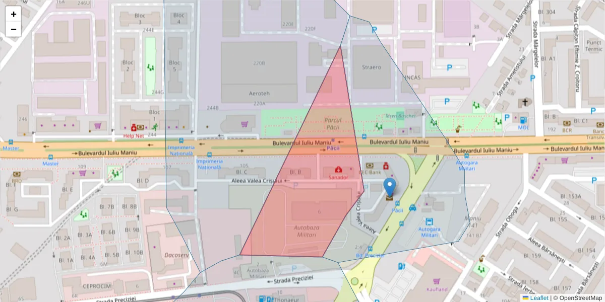 Hartă a codului poștal  și a codurilor poștale învecinate