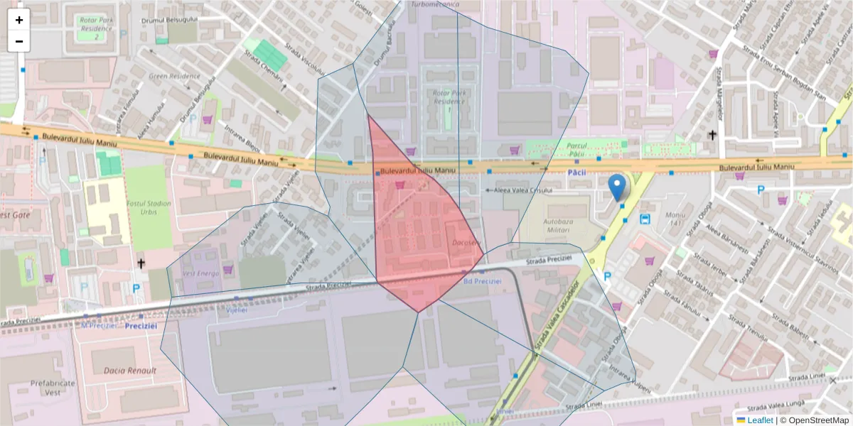 Hartă a codului poștal  și a codurilor poștale învecinate