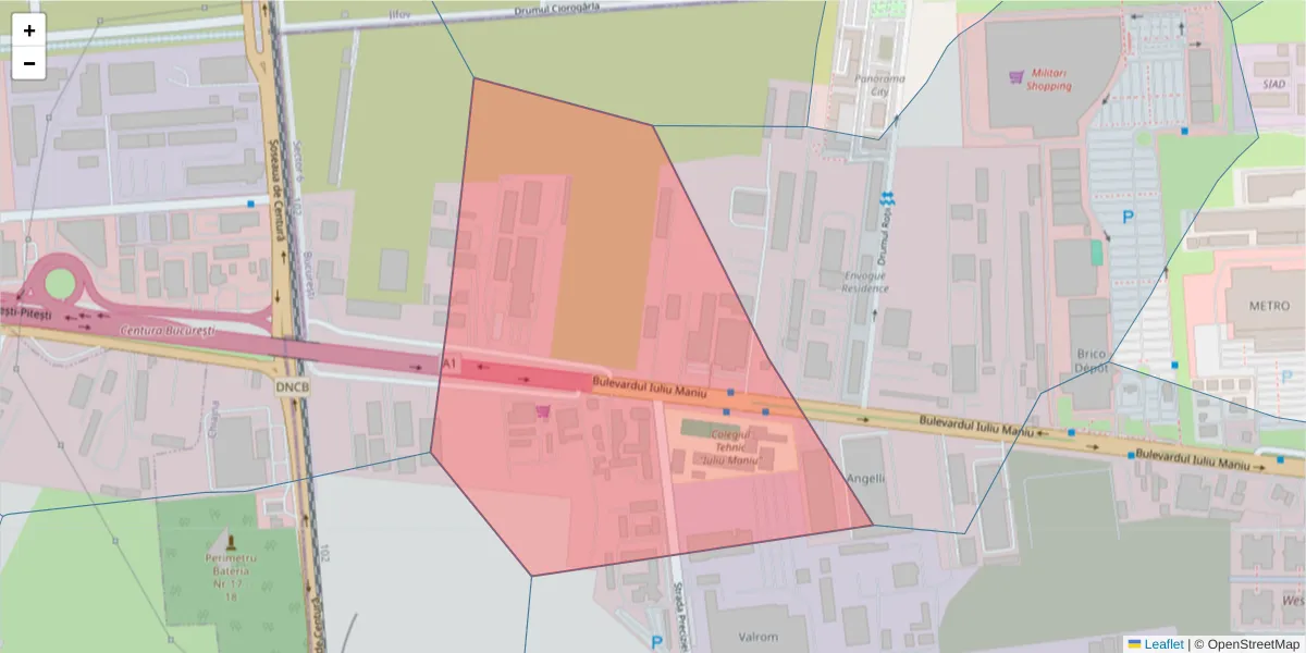 Hartă a codului poștal  și a codurilor poștale învecinate