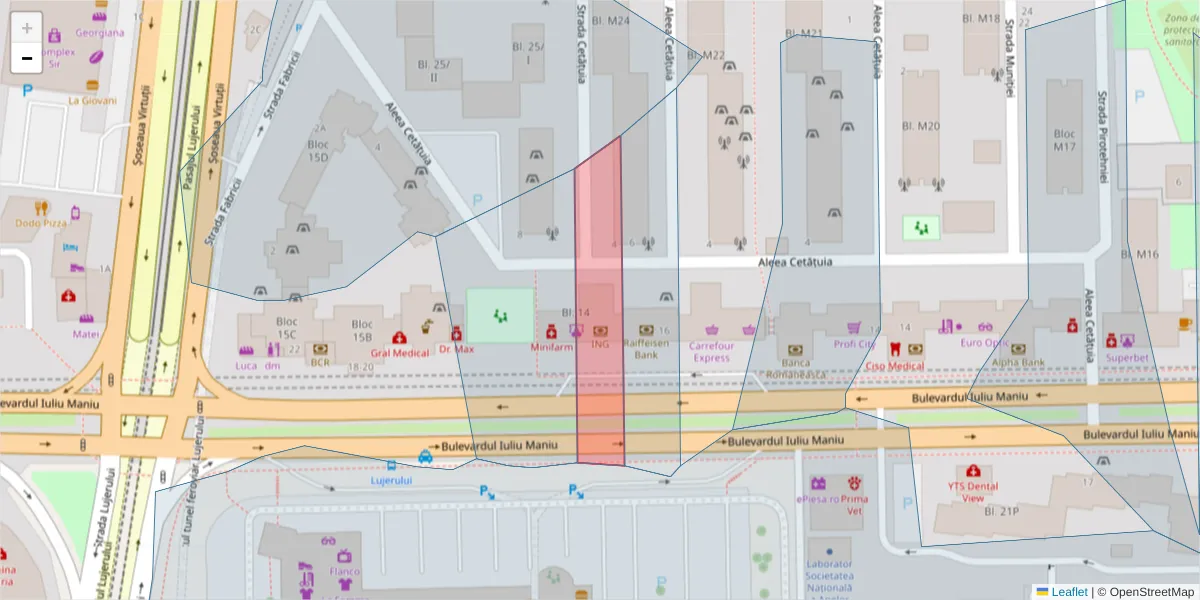 Hartă a codului poștal  și a codurilor poștale învecinate