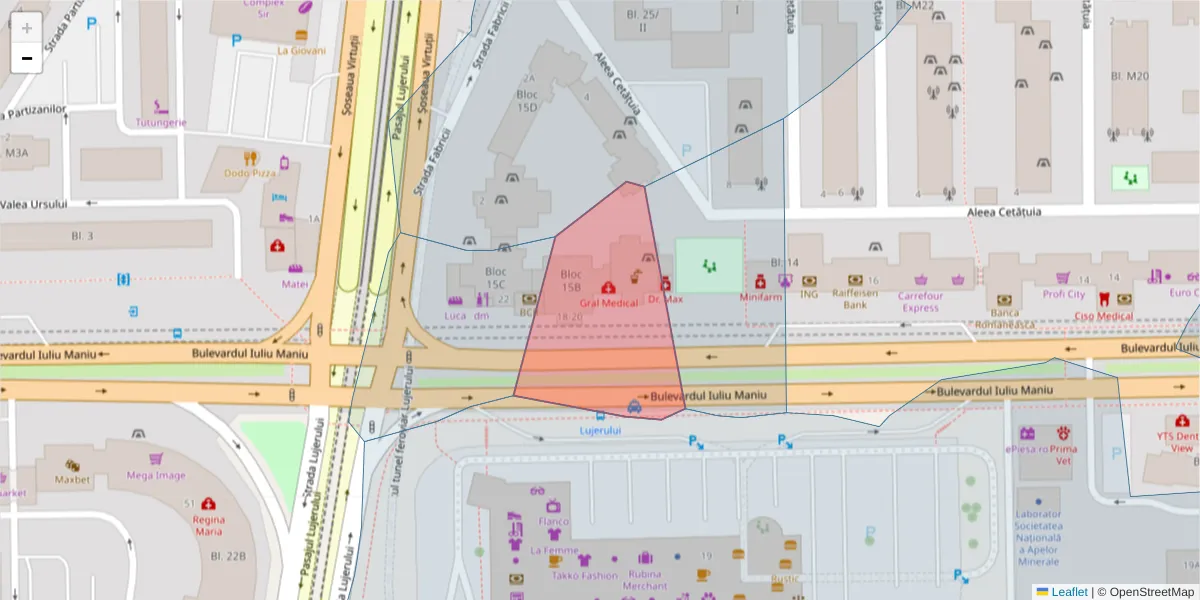 Hartă a codului poștal  și a codurilor poștale învecinate