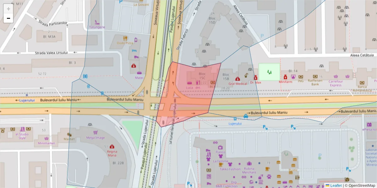 Hartă a codului poștal  și a codurilor poștale învecinate