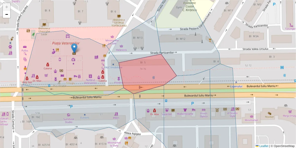 Hartă a codului poștal  și a codurilor poștale învecinate