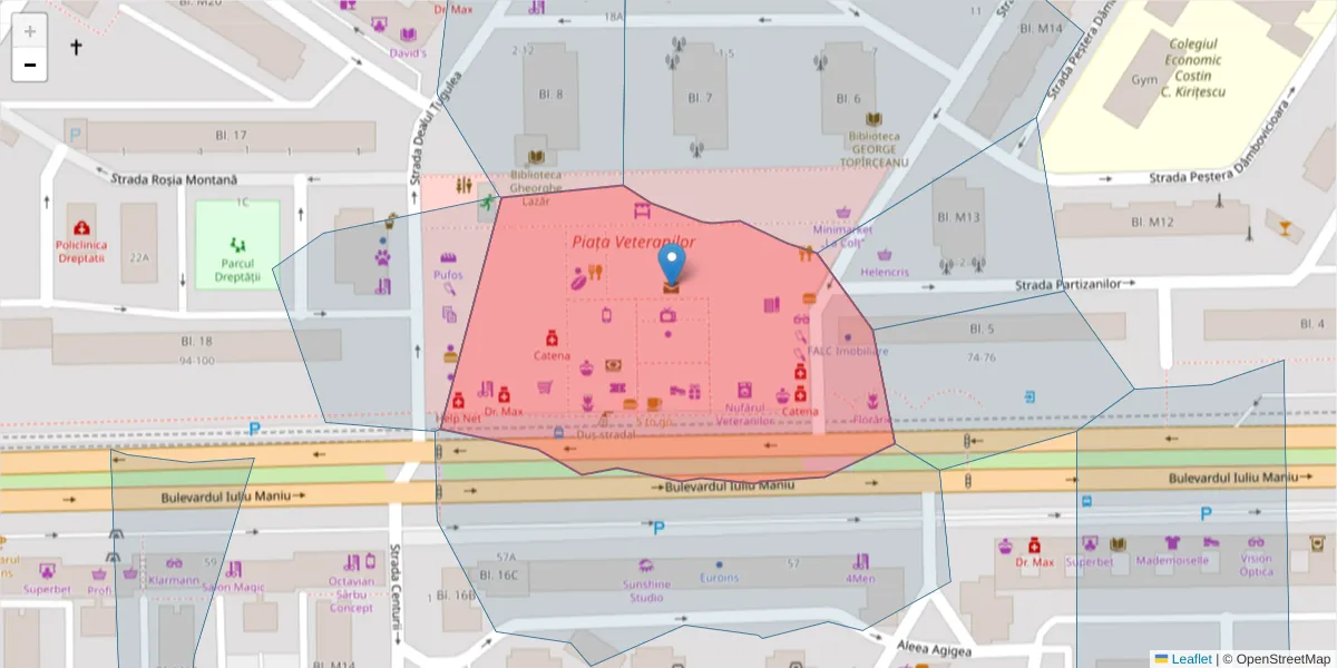 Hartă a codului poștal  și a codurilor poștale învecinate