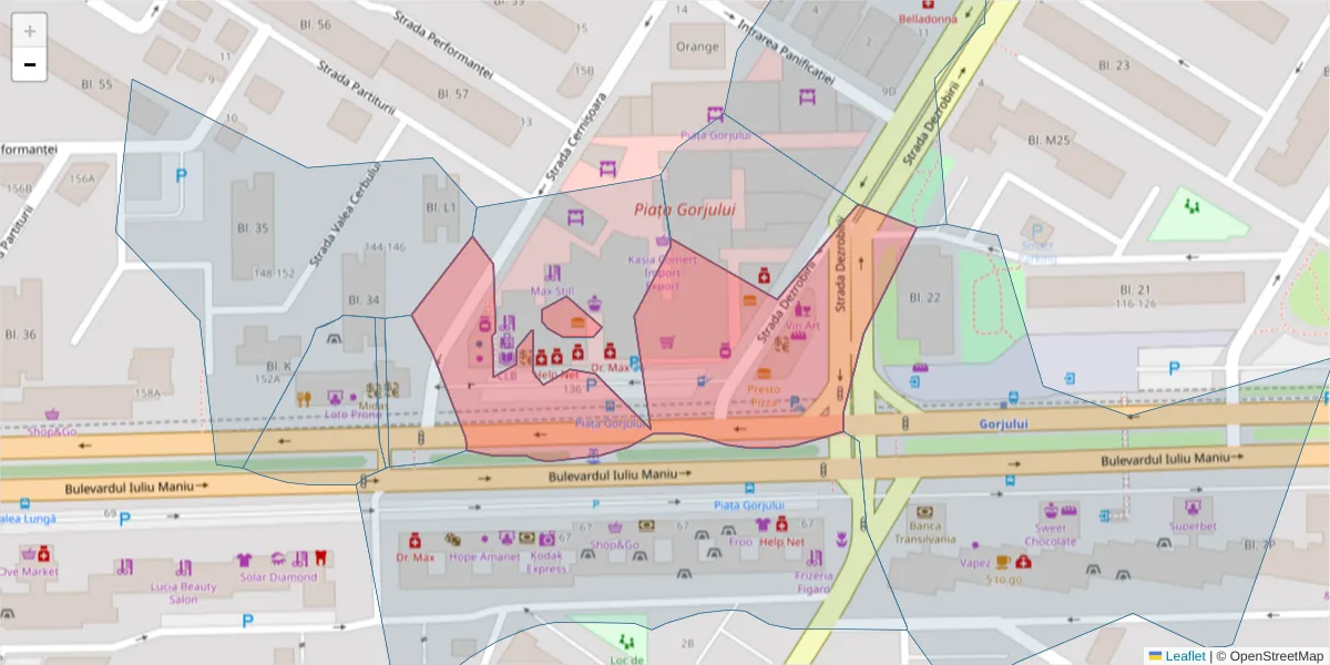 Hartă a codului poștal  și a codurilor poștale învecinate