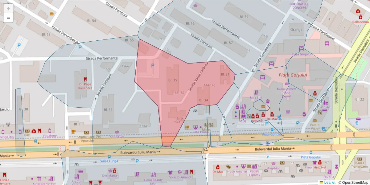 Hartă a codului poștal  și a codurilor poștale învecinate