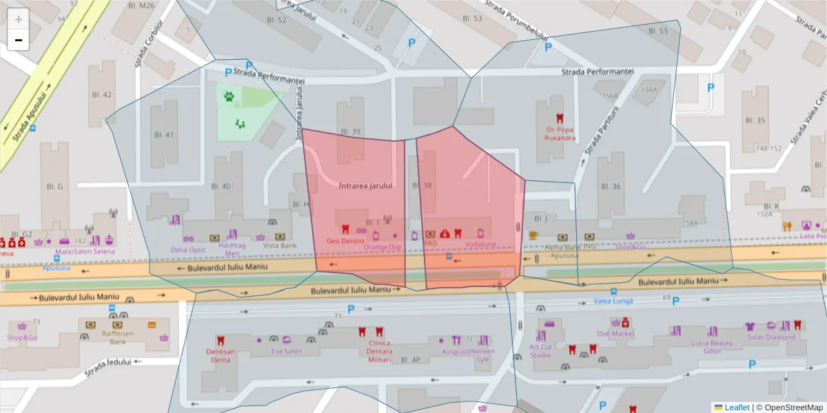 Hartă a codului poștal  și a codurilor poștale învecinate