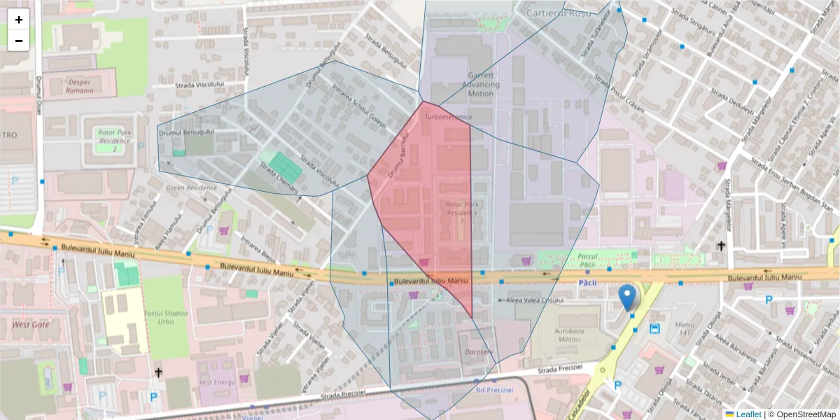 Hartă a codului poștal  și a codurilor poștale învecinate