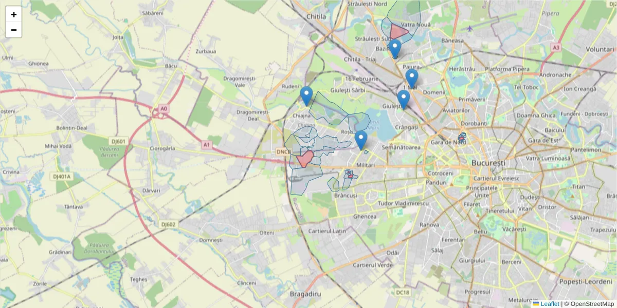 Hartă a codului poștal  și a codurilor poștale învecinate