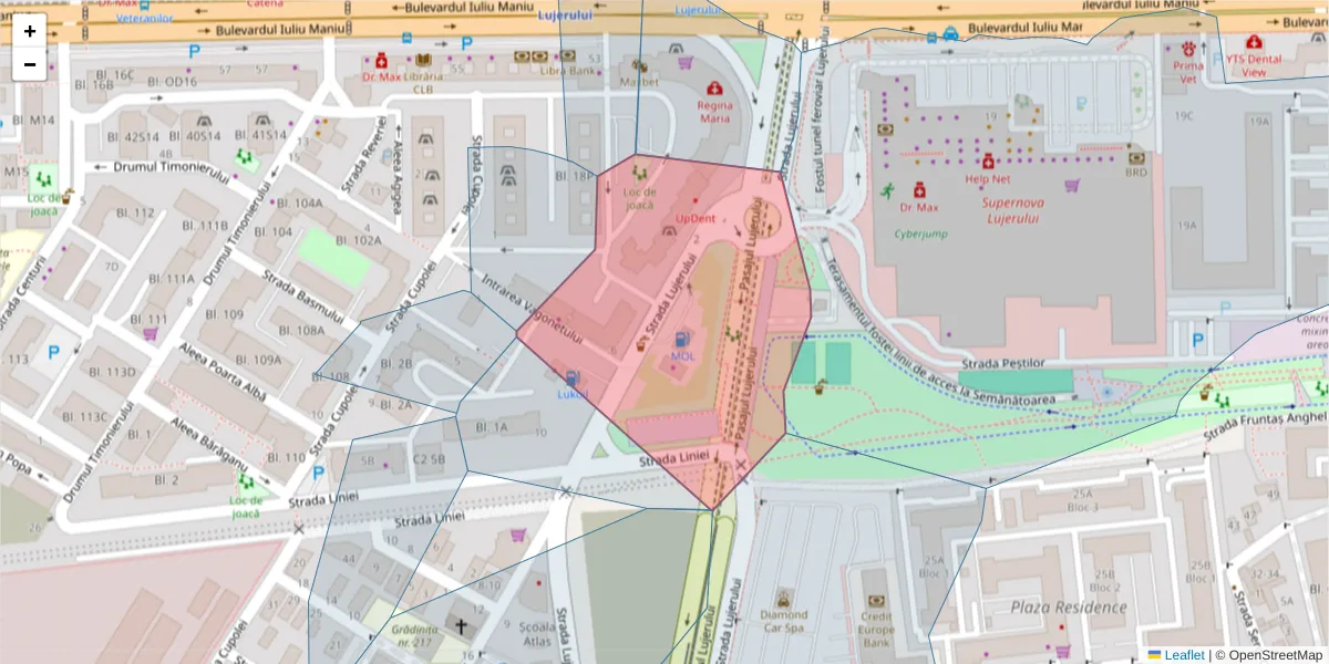 Hartă a codului poștal  și a codurilor poștale învecinate