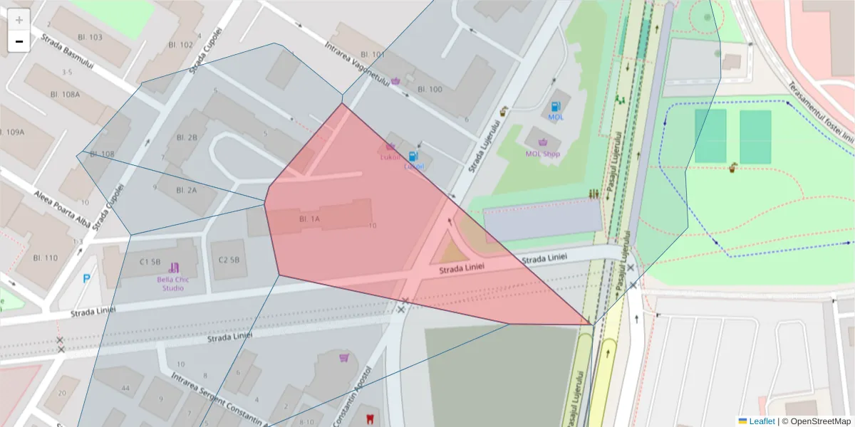 Hartă a codului poștal  și a codurilor poștale învecinate