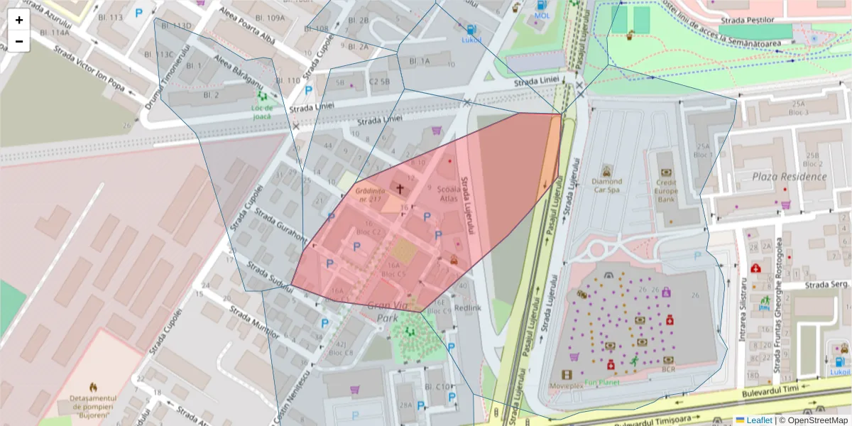 Hartă a codului poștal  și a codurilor poștale învecinate