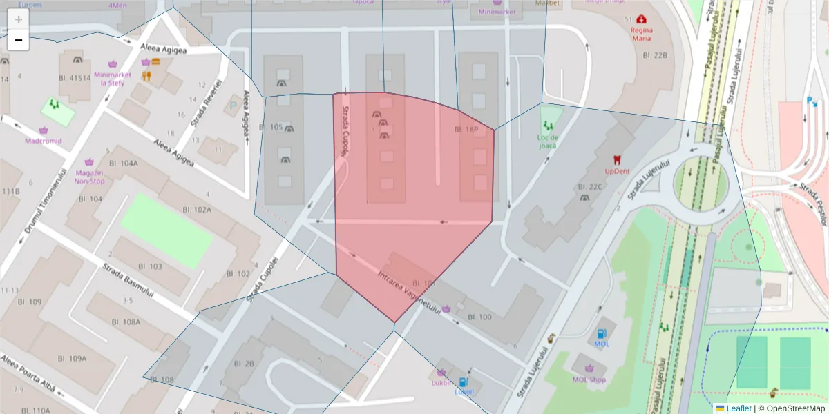 Hartă a codului poștal  și a codurilor poștale învecinate