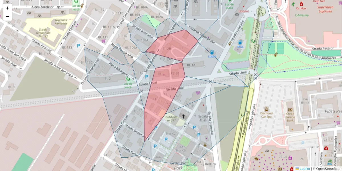 Hartă a codului poștal  și a codurilor poștale învecinate