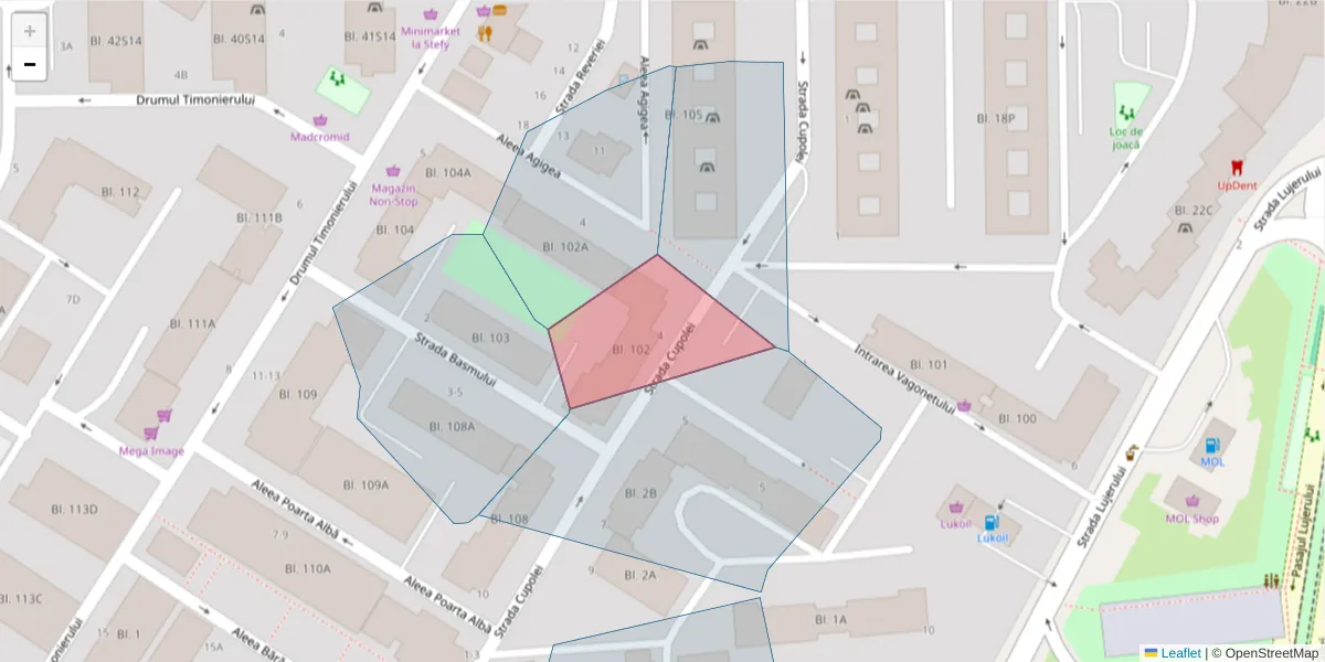 Hartă a codului poștal  și a codurilor poștale învecinate